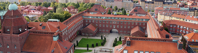 Aerial photo of the courtyard at campus