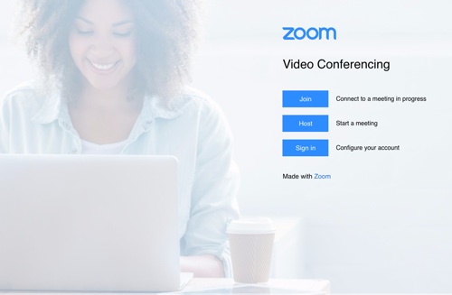 screenshot Zoom's homepage login view