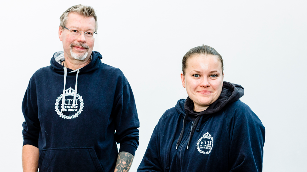 Portrait of man and woman in KTH jackets