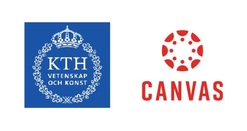Collage på logotype för Canvas och KTH 