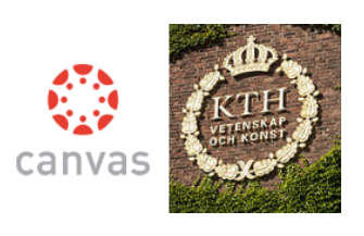 Collage med Canvas logotyp och KTHs logotyp på vägg