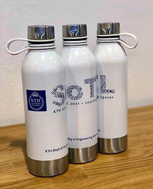 Water bottles with KTH logo and SOTL logo