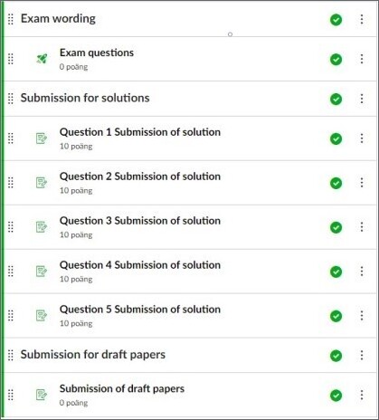 ​   ​Screenshot, shows quiz, 5 assignments for submission and one for draft paper clearly published