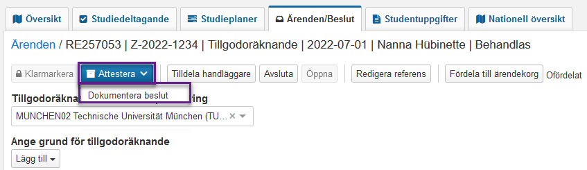 Attestera, dokumentera beslut