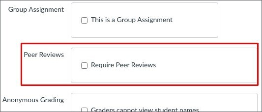 Assignment options with the alternative "Peer review" marked.