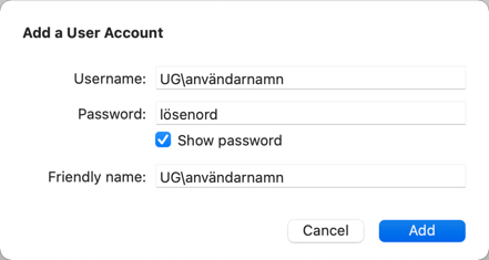 Välj ett användarkonto (Add a User Account)