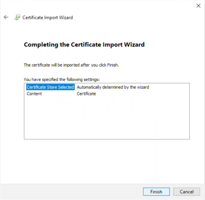 Completing the Certificate Importing Wizard