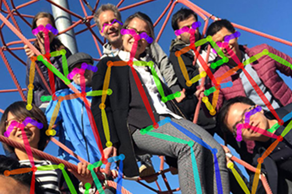 8 people on a climbing frame.