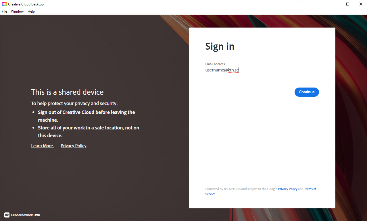 screenshot: Sign in using your KTH email address