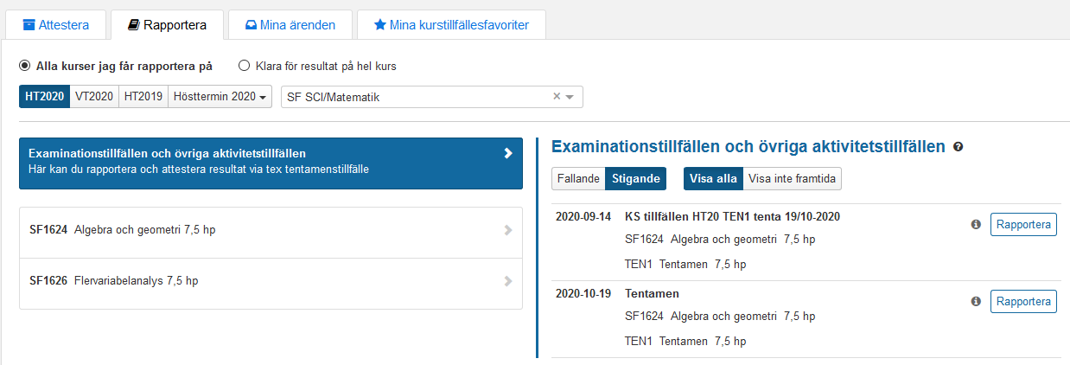 Klicka på rapportera