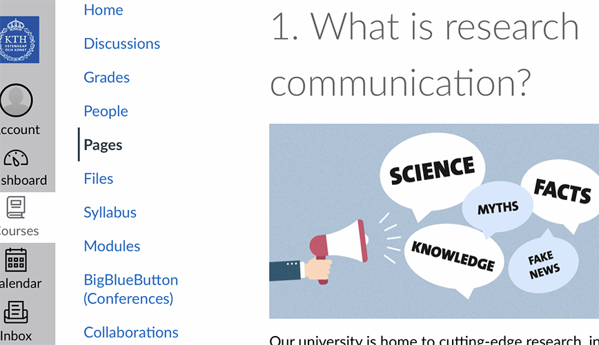 screenshot with facts about communication from canvas course