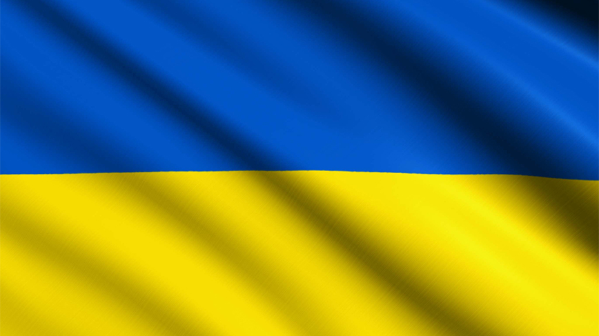 A flag with blue and yellow.
