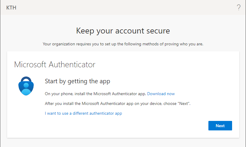 Säkerställ att du ha Microsoft Authenticator installerat