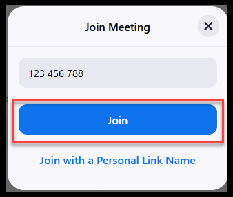 image shows where to type the meeting id for the zoom meeting