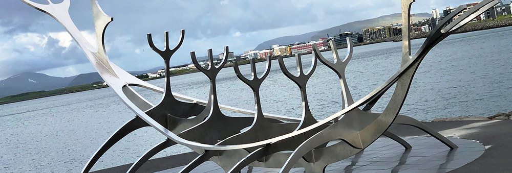 Steel sculpture on Reykjavik’s waterfront called The Sun voyager