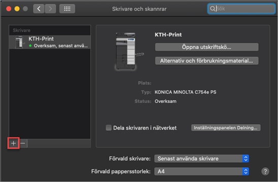 "+" tecknet är markerad.