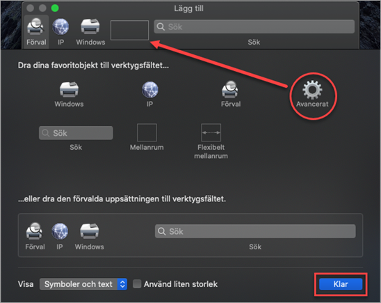 Anpassning av verktygsfältet.