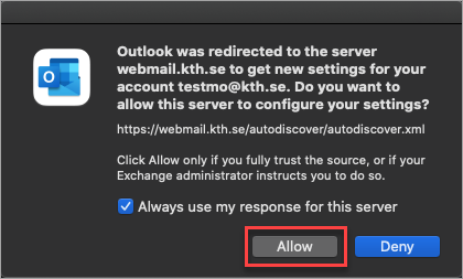 "Allow" button is marked.