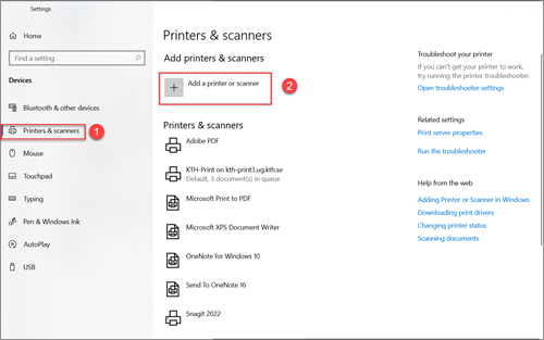 choose printers and scanners then Add printer or scanner