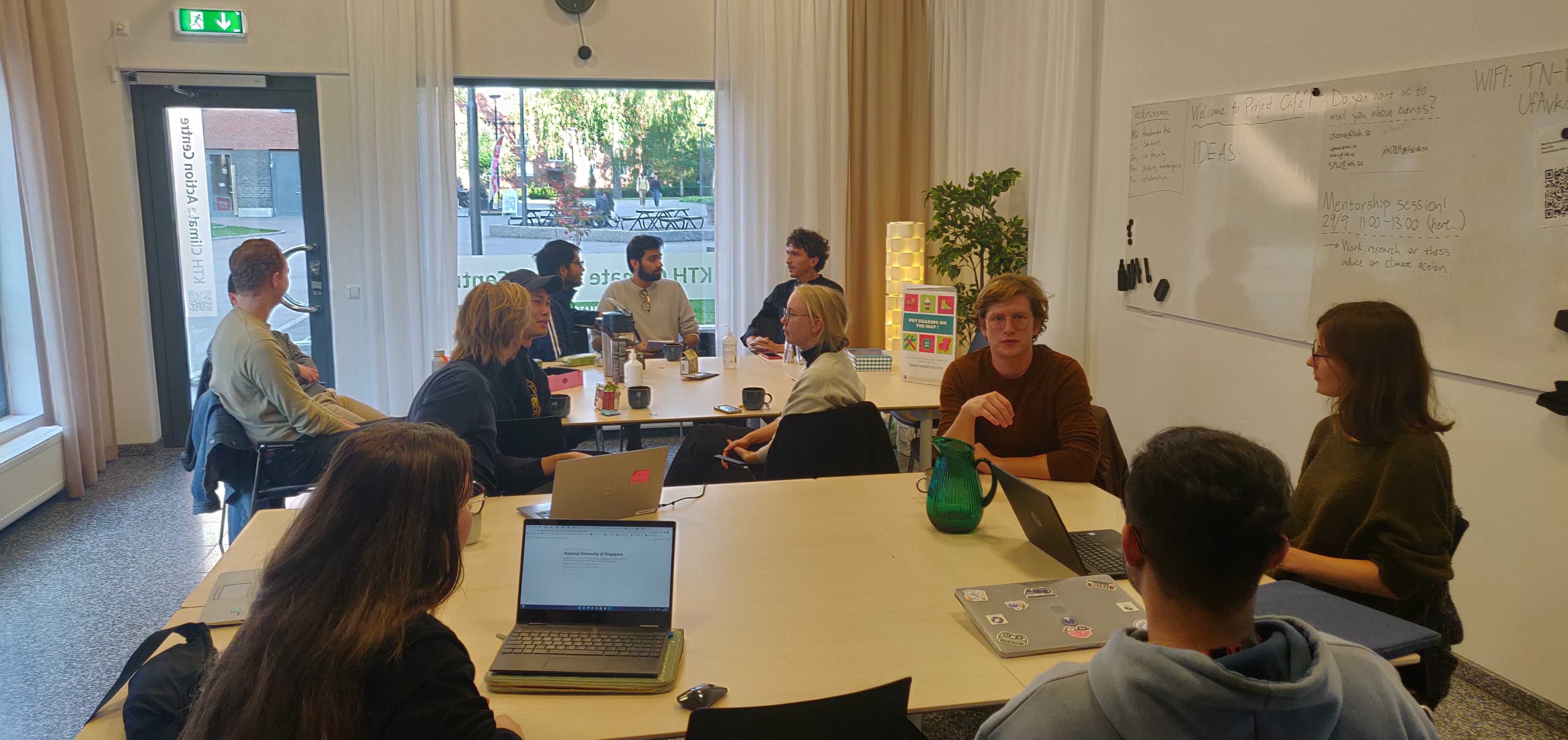 Students at the project café