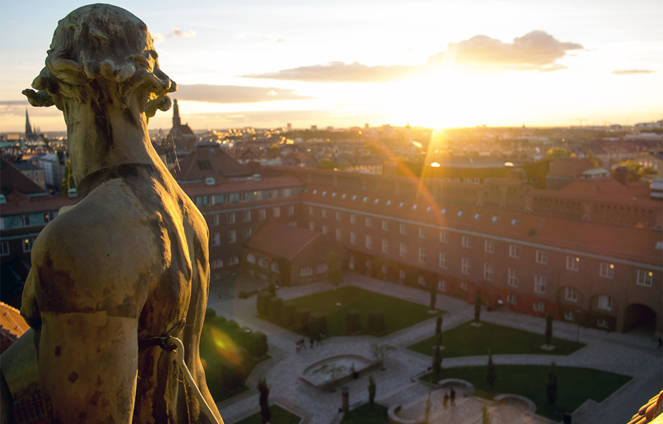 Statue above KTH Campus.