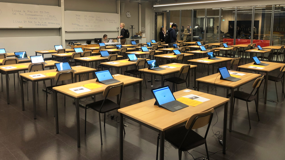 Lecture room with tablets.