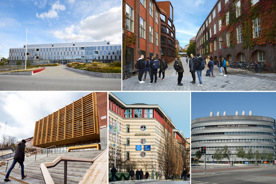 Collage med KTH:s fem camps.