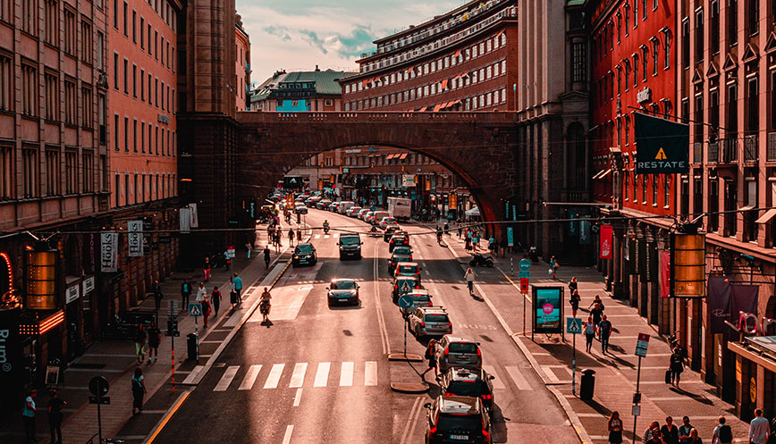 Kungsgatan in Stockholm with cars.