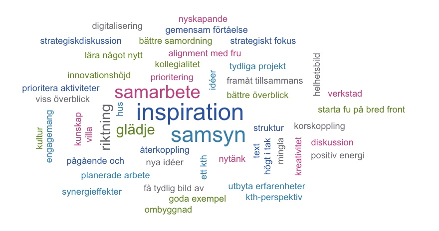 Word cloud in Swedish. For English, see "Participants' expectations" at the end of the article.