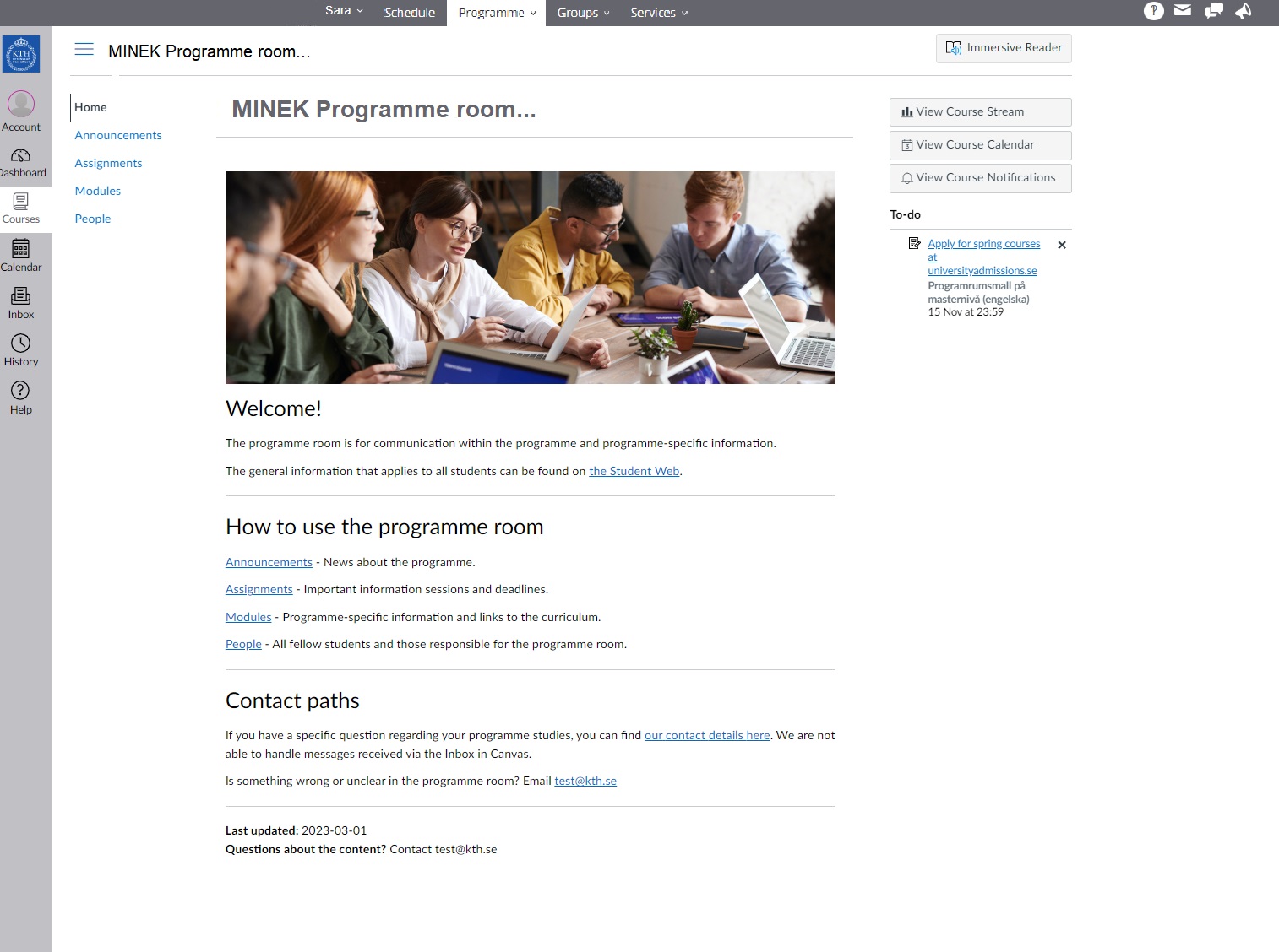 Programme room template