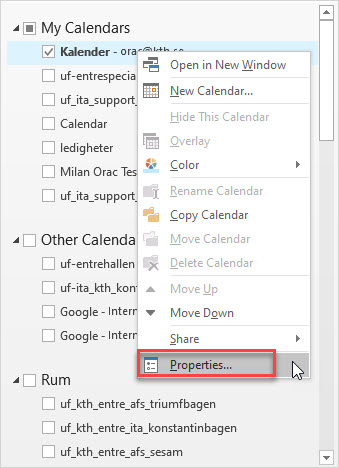 Screenshot: Properties option is highlighted.