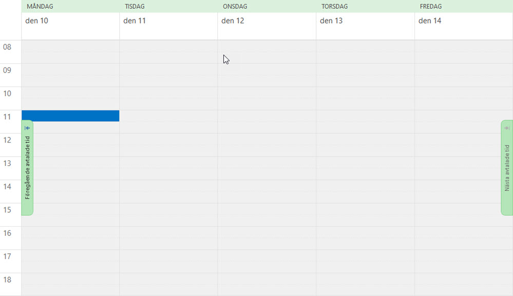 Skärmdump: Utseende på en kalender i Outlook.