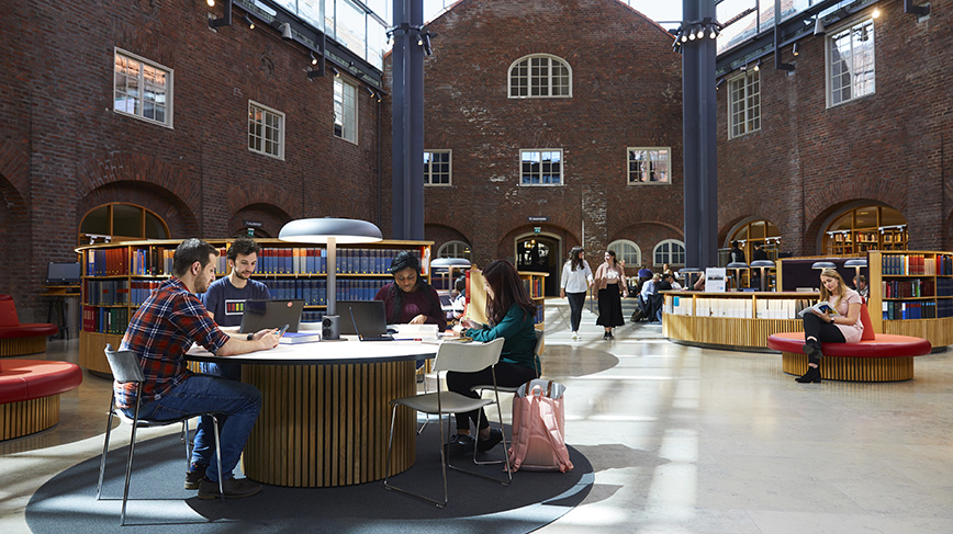 Students in the library