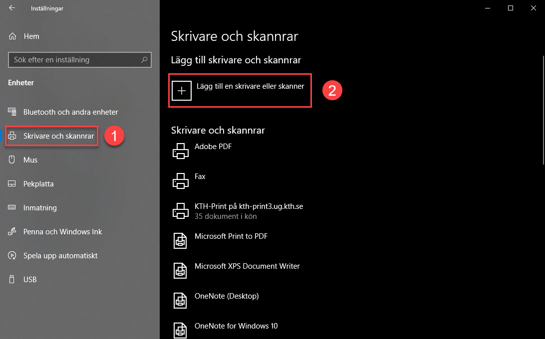 Steg 1: Välj "Skrivare och skannrar". Steg 2: Klicka på "Lägg till en skrivare eller skanner".