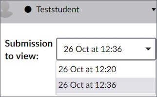 The sidebar in SpeedGrader with a drop-down list of two different submissions.