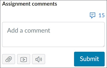 The comments field in SpeedGrader, with buttons for attaching files and media comments.