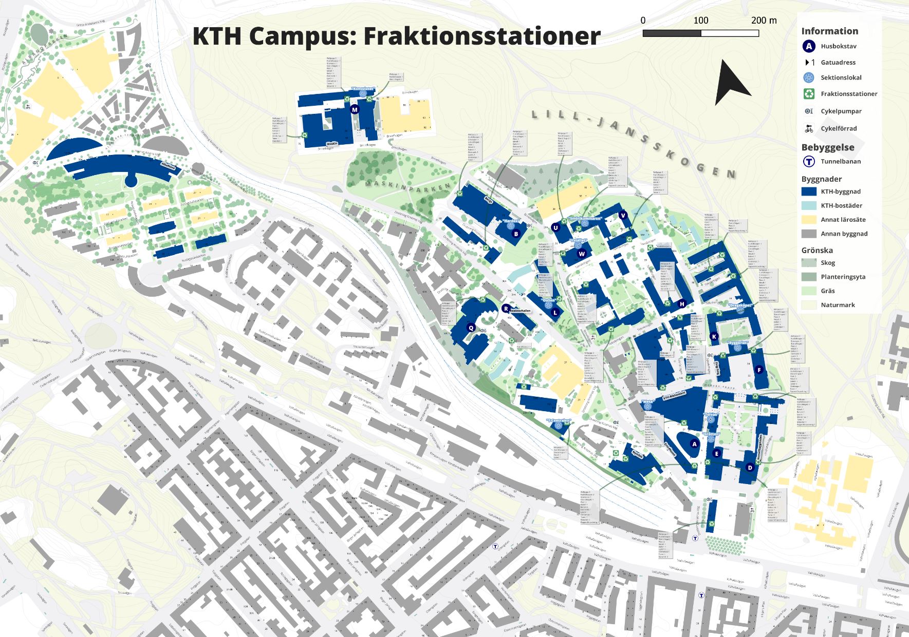 Avfallsrum och fraktioner på KTH Campus