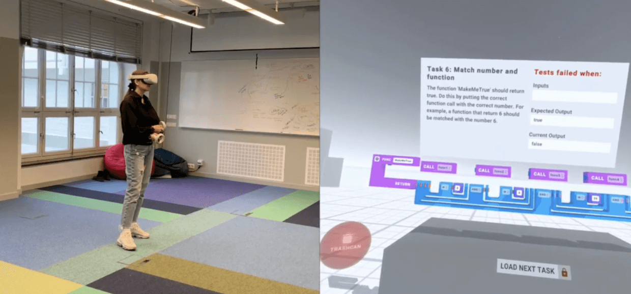 Material explorations of programming inside VR, as part of PhD research project by Martin Hedlund (K
