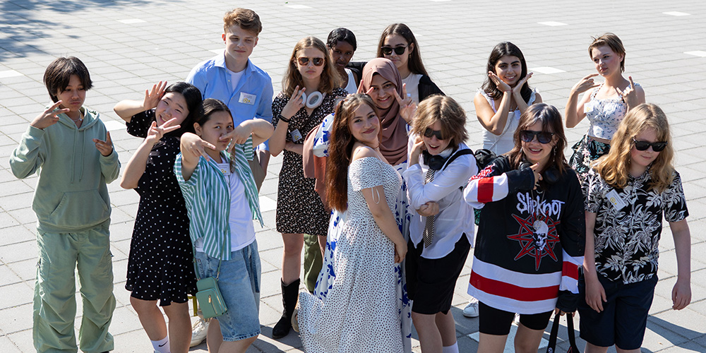 A group of happy young students
