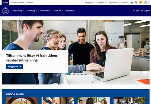 Skärmdump på www.kth.se