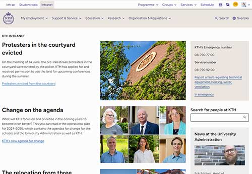 Screenshot of the intranet.