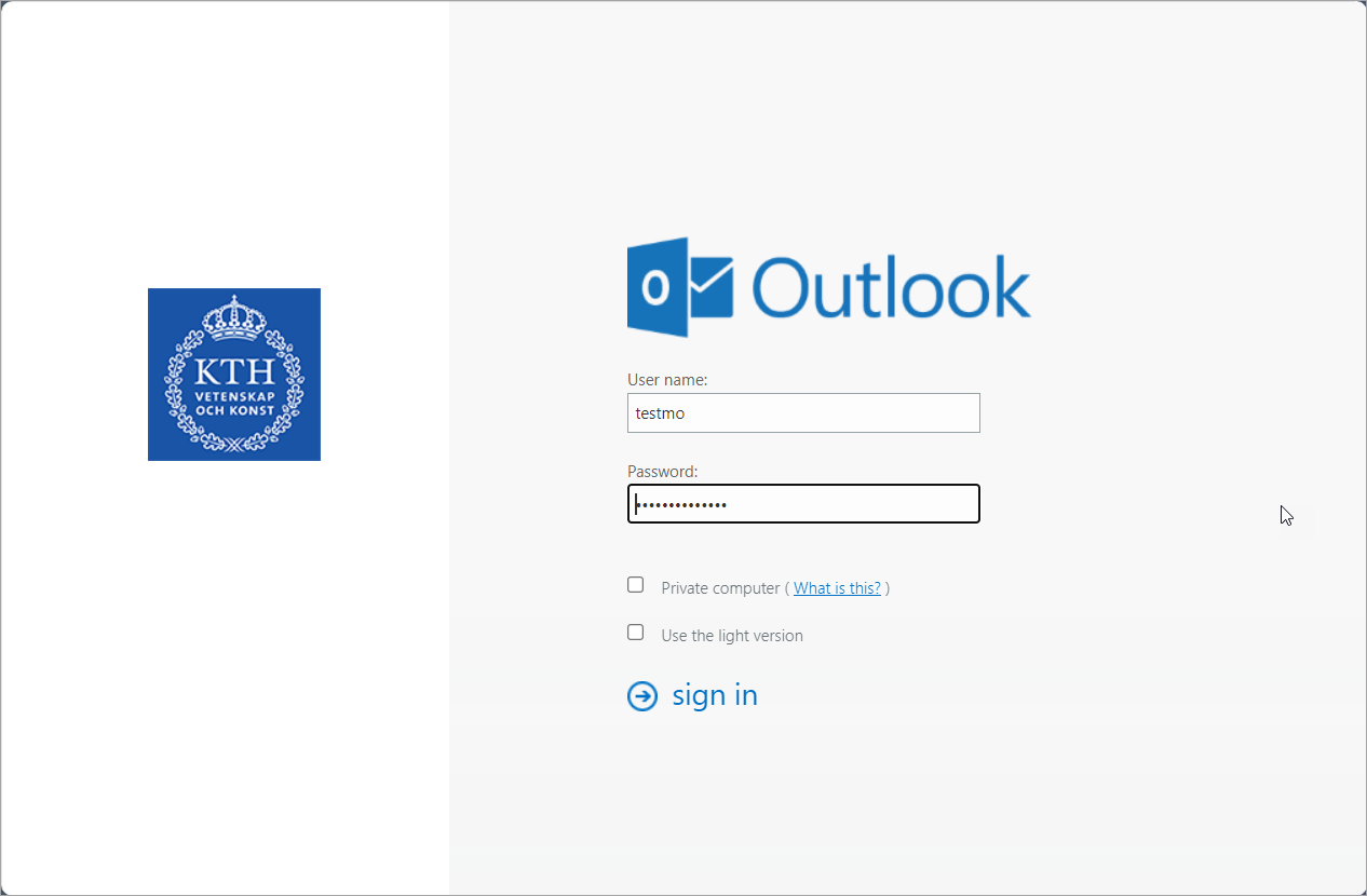 KTH Webmail log in