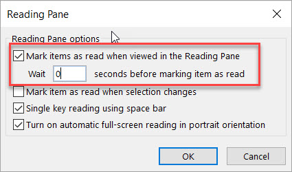 Reding Pane options