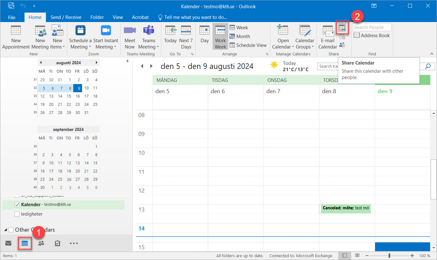 Share calender button marked