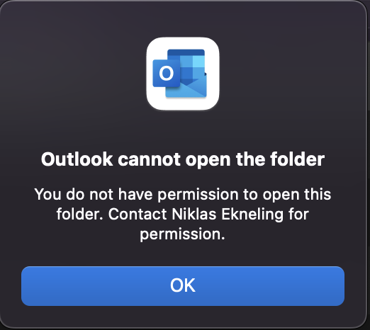 pop-up outlook cannot open calendar