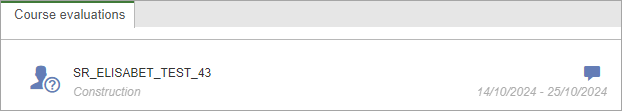 In the survey view, the name of the course evaluation, the status, and the survey’s dates are displa