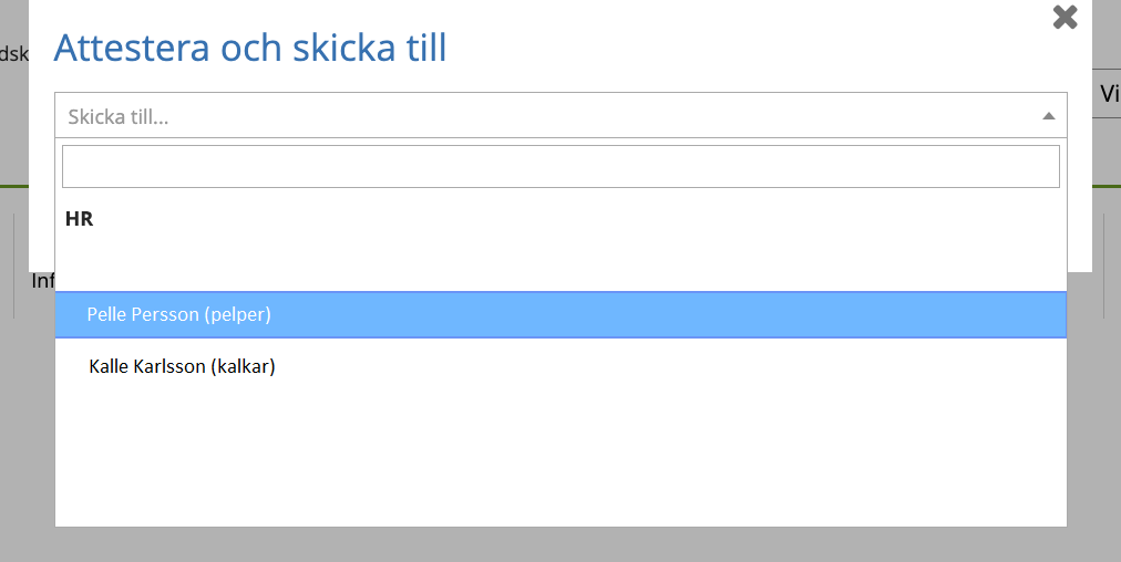 Steg 5, visar "Attestera och skicka", för signaturrunda hos HR.