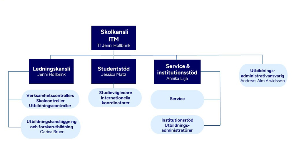 Organisationskarta för Skolkansliet och enheterna som jobbar med utbildningsstöd.