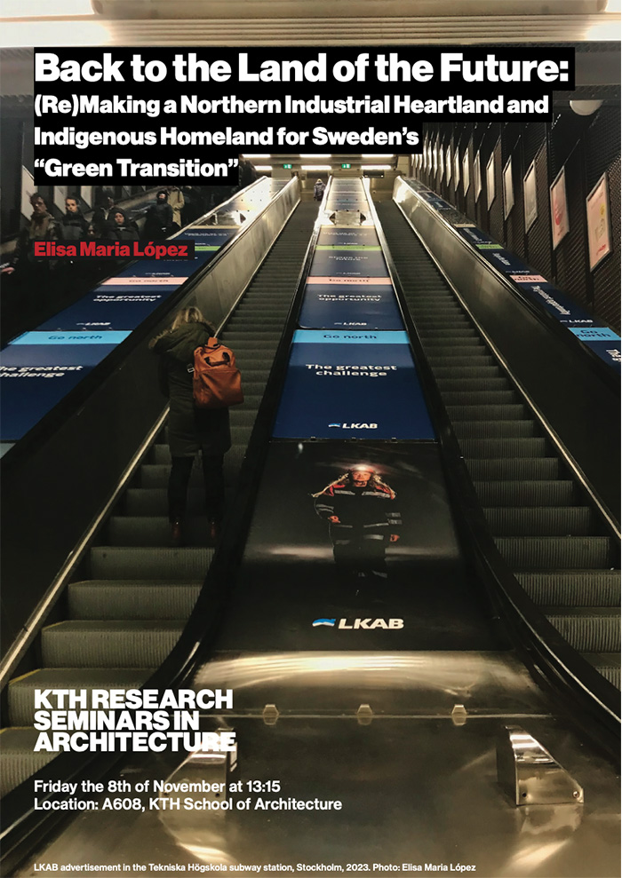 Rulltrappa med reklam för LKAB