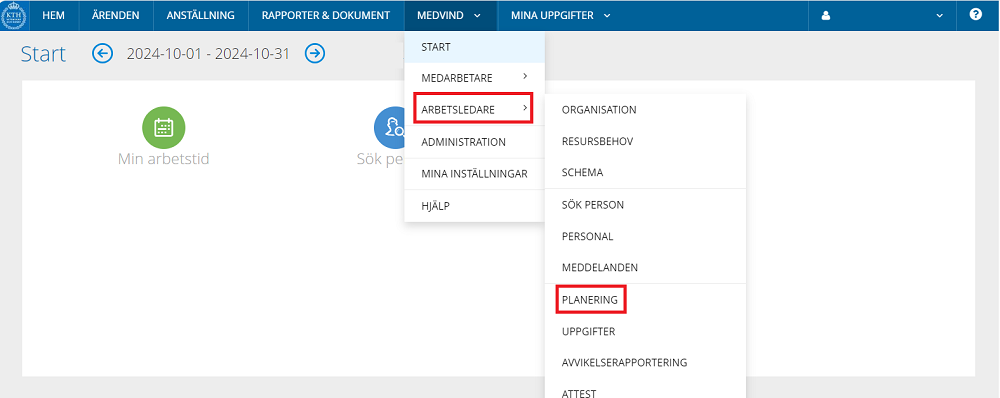 Select planning from dropdown menu.